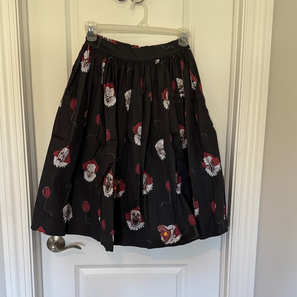 Vixen by Micheline Pitt Black and Red IT Print A-Line Skirt